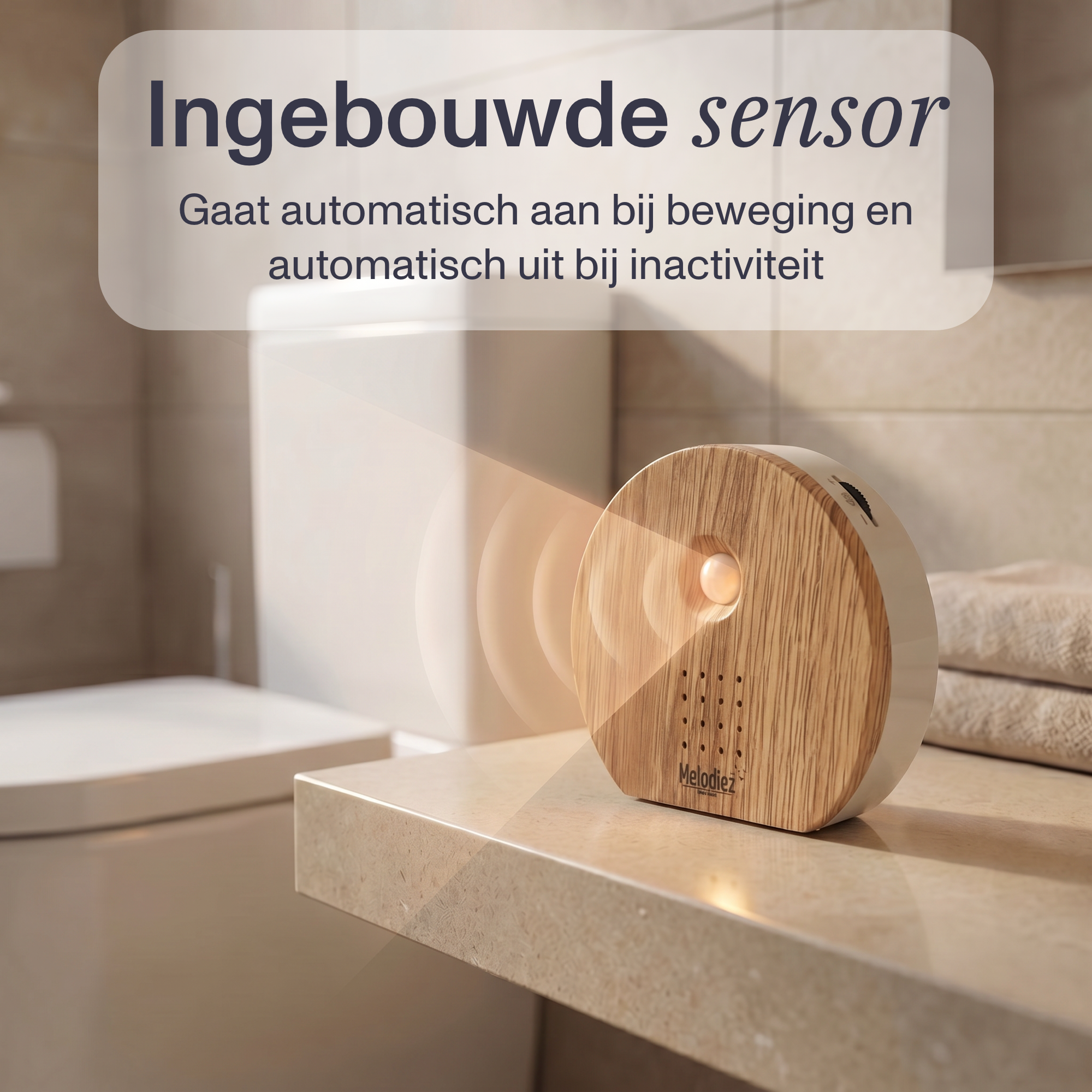 Melodiez Nature Box Donker Hout: Bewegingssensor in werking