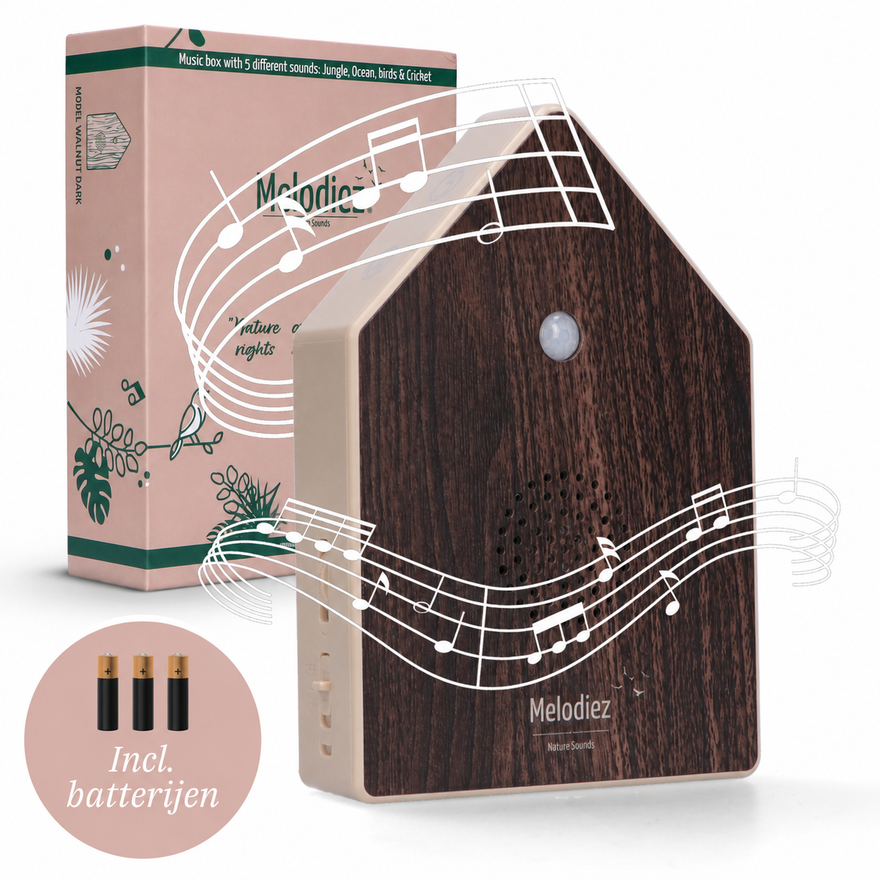Melodiez Nature Box Dark Walnut: Vrijstaande productfoto