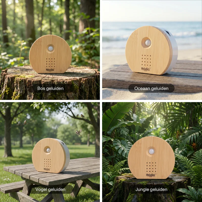 Melodiez Nature Box Licht hout: Beschikbare natuurgeluiden