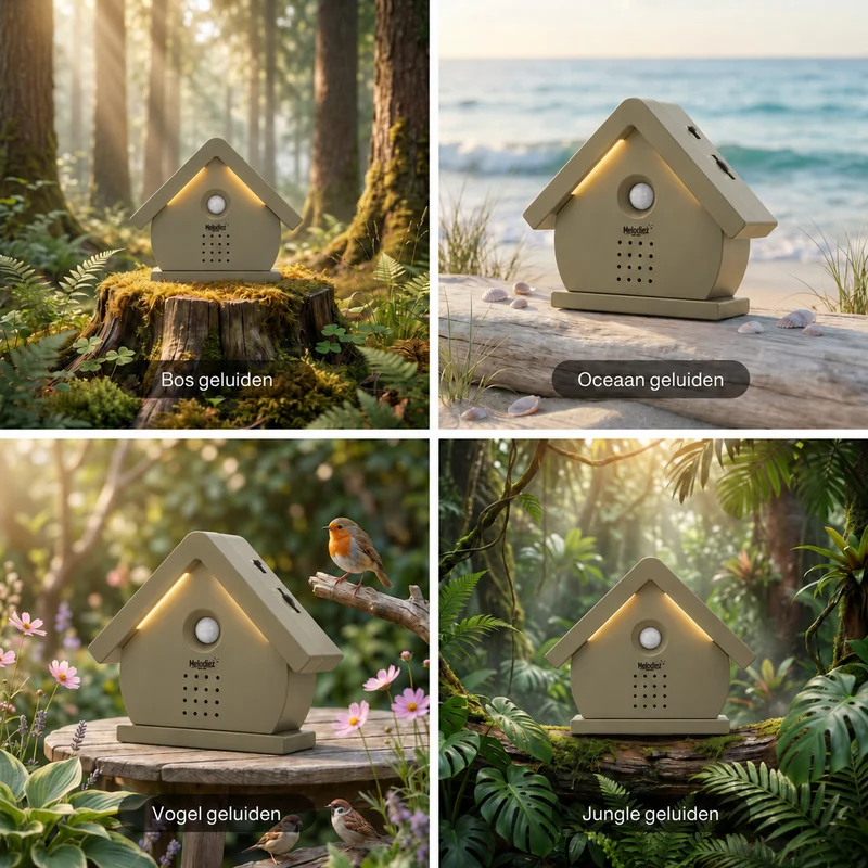 Melodiez Nature Box Midnight Light Taupe: Beschikbare natuurgeluiden